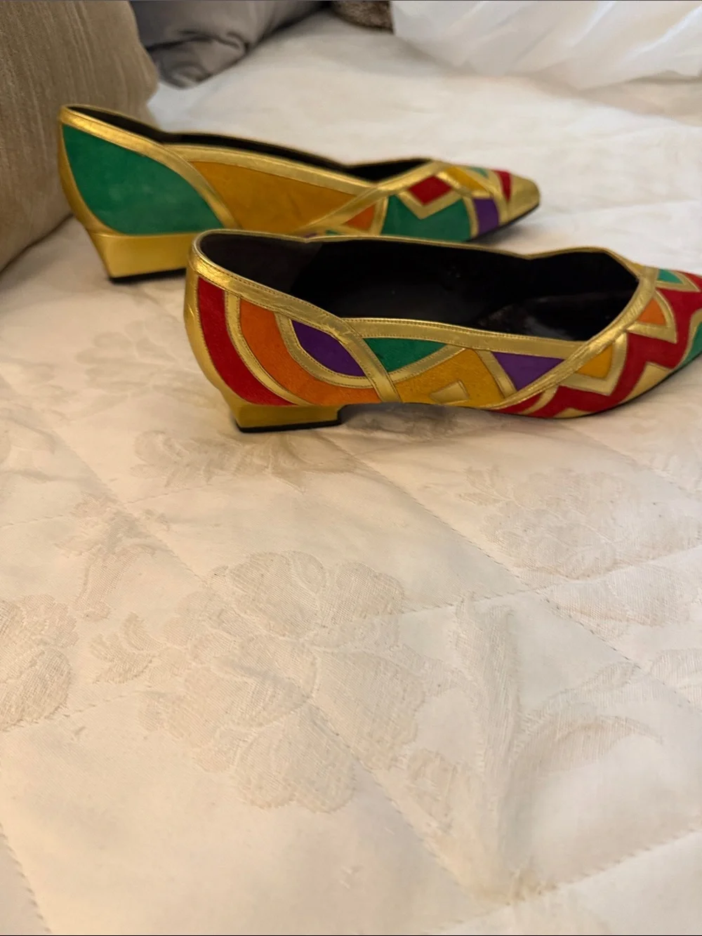 Margaret Jerrold Boutique Multicolor Geometric Leather Ballet Flats 7 1/2